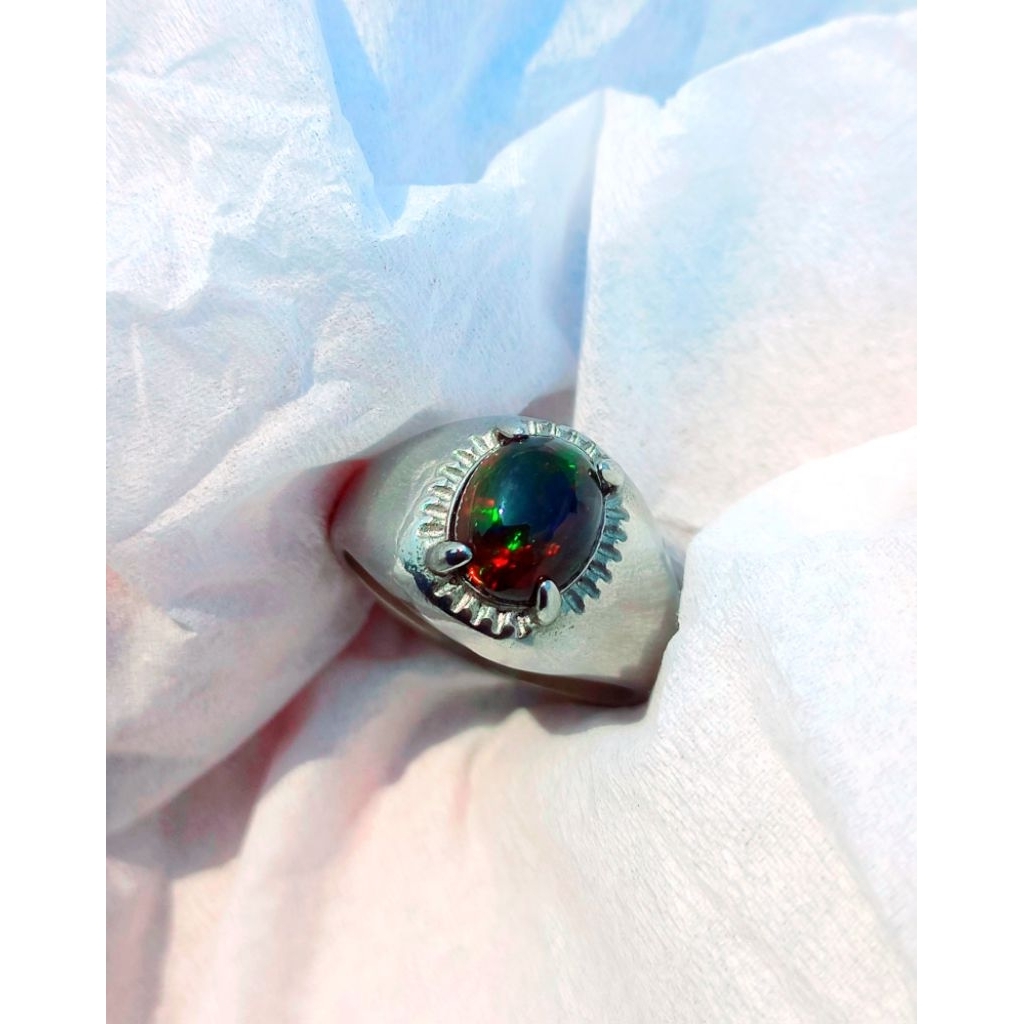 Cincin Batu Kalimaya Black Oval Afrika Kualitas Jarong Super siap Pakai