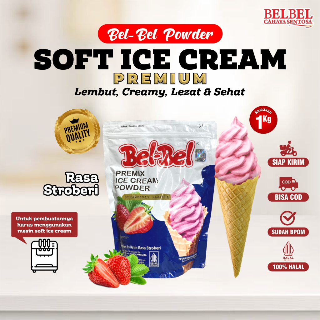 

Belbel Bubuk Ice Cream Rasa Strawberry Kemasan 1 Kg