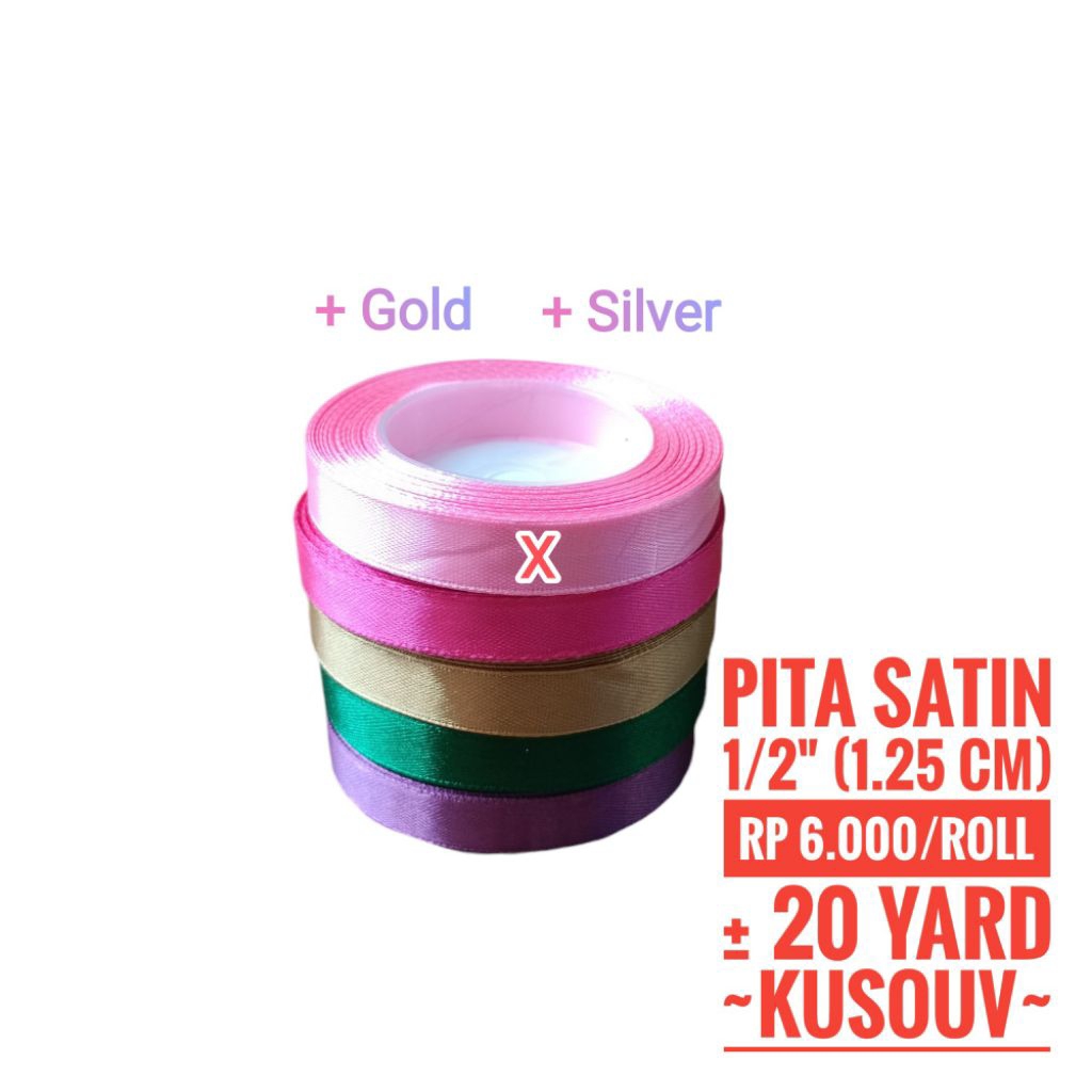 

Pita Satin/Pita Saten/Pita Kain/Pita Kado/Pita Hampers/Pita Metalik Gold Silver