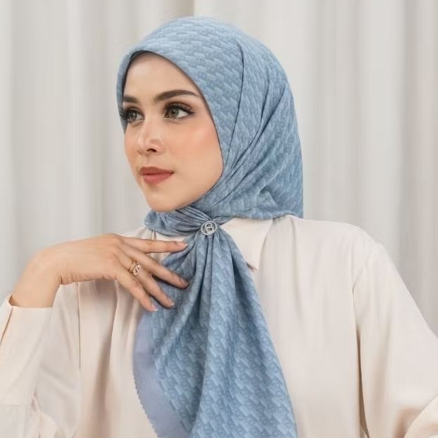 LEENA MONOGRAM FADED DENIM BUTTONSCARVES