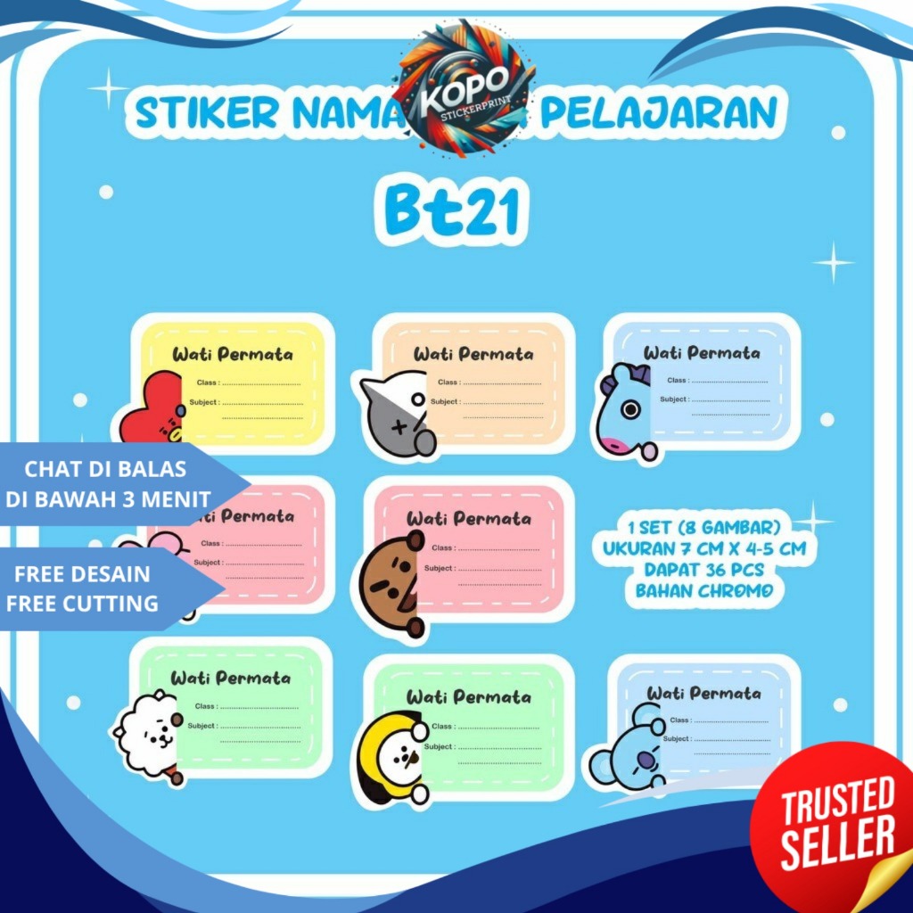 

stiker mata pelajaran custom nama Sticker mata pelajaran 2025 bahan chromo dan hvs murah
