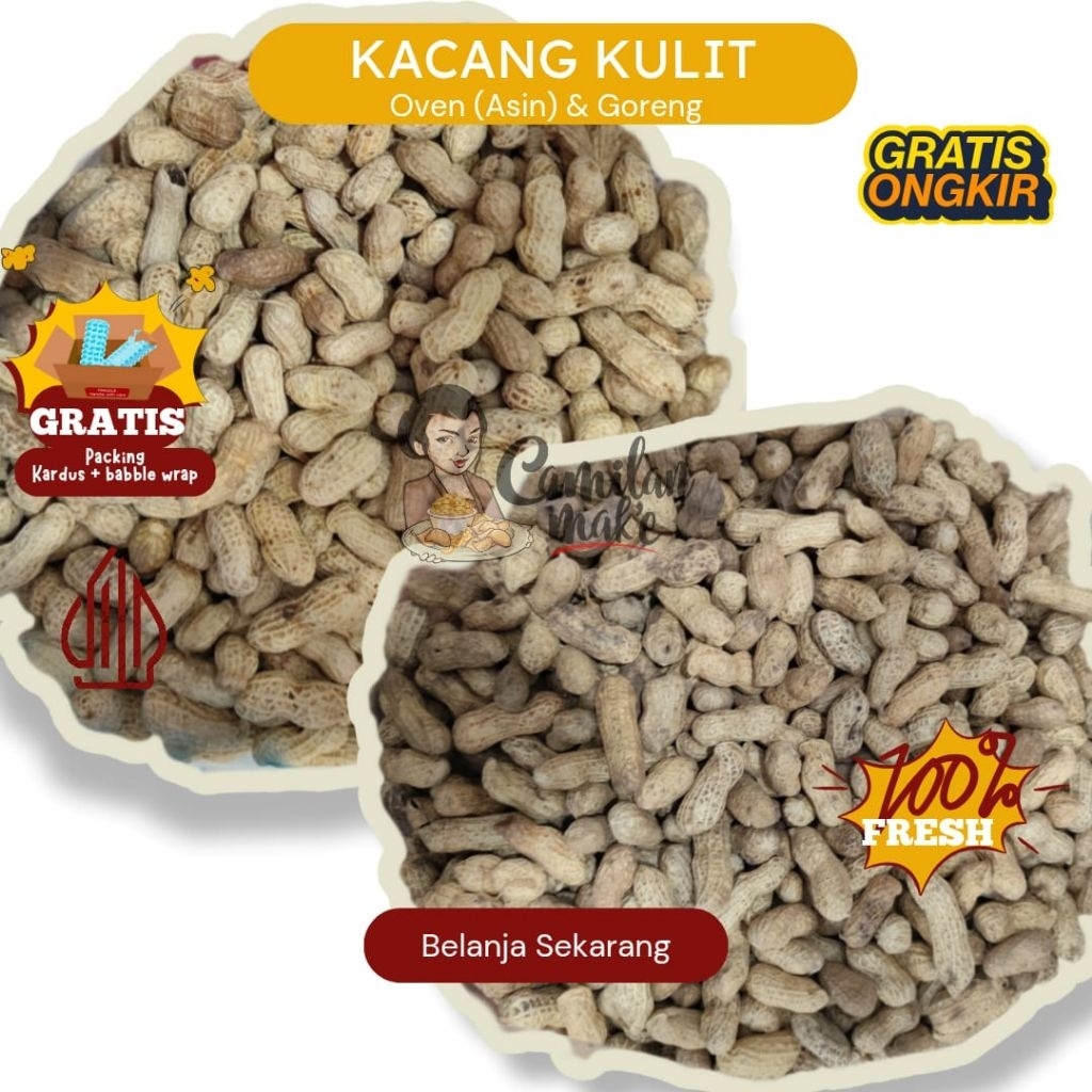 

KACANG KULIT OVEN ASIN & GORENG | CAMILAN MAK'E | CEMILAN | SNACK KILOAN