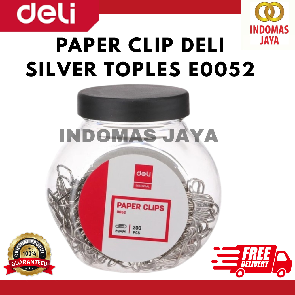 

DELI E0052 Paper Clips 29mm 1 Tube 200 Pcs Paperclip Ketas ATK Kantor
