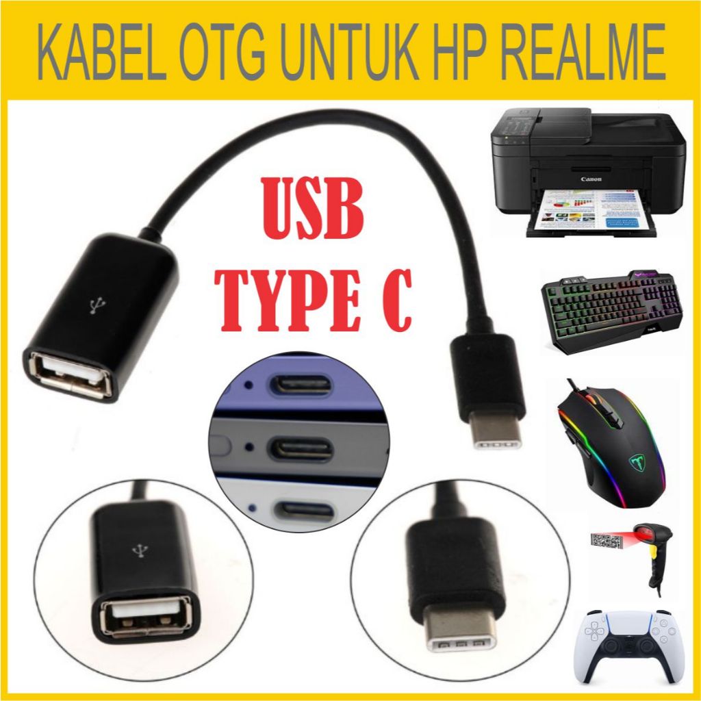 Kabel OTG USB Type C untuk HP REALME 14 13 12 11 10 9 8 C75 C73 C71 C65 C63 C61 C55 C53 C51 NARZO NO