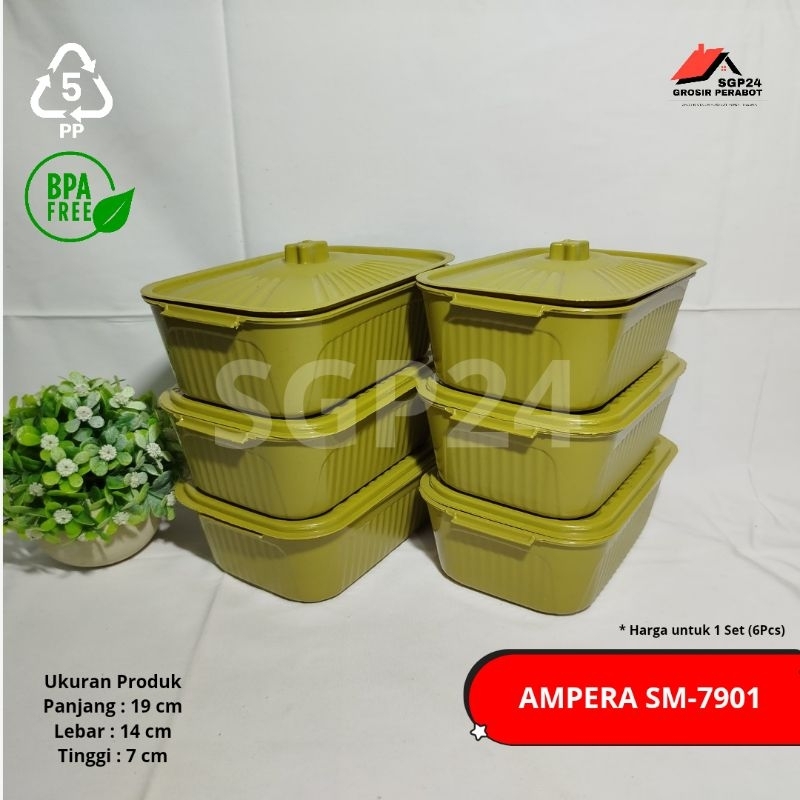 SAMIAKU - 6 PCS BASI TUTUP AMPERA SM-7901 COKLAT WADAH SAJI TUTUP MANGKOK BASKOM TUTUP BPA FREE