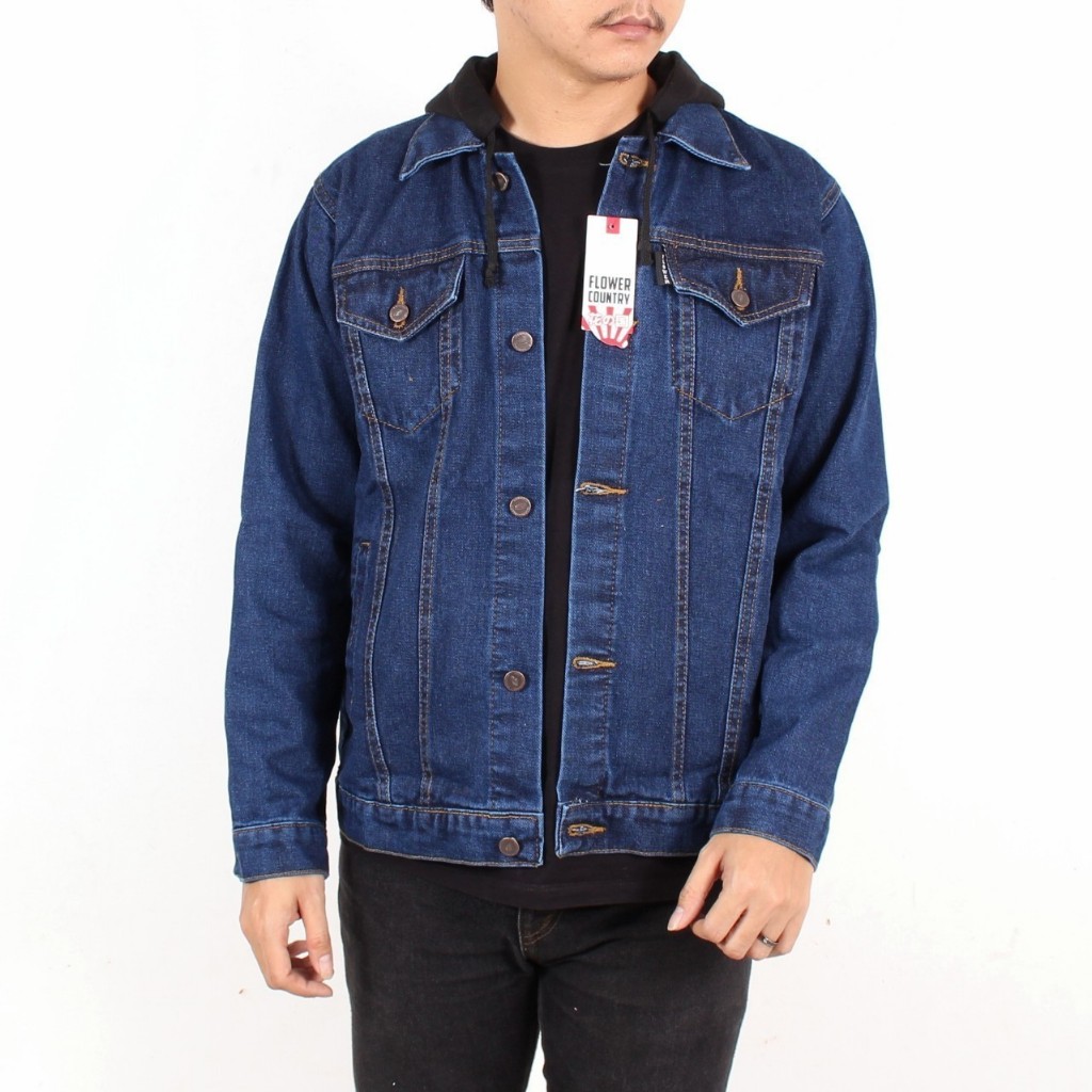 Jaket Jeans Hoodie Aliando Termurah Jaket Pria Denim Premium M L XL Flower Country Arunikalabel