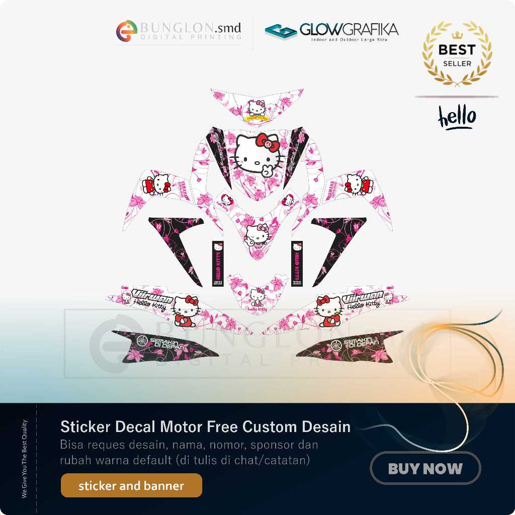 DECAL STIKER MOTOR CUSTOM YAMAHA MIO SOUL GT EDISI HELLO KITTY