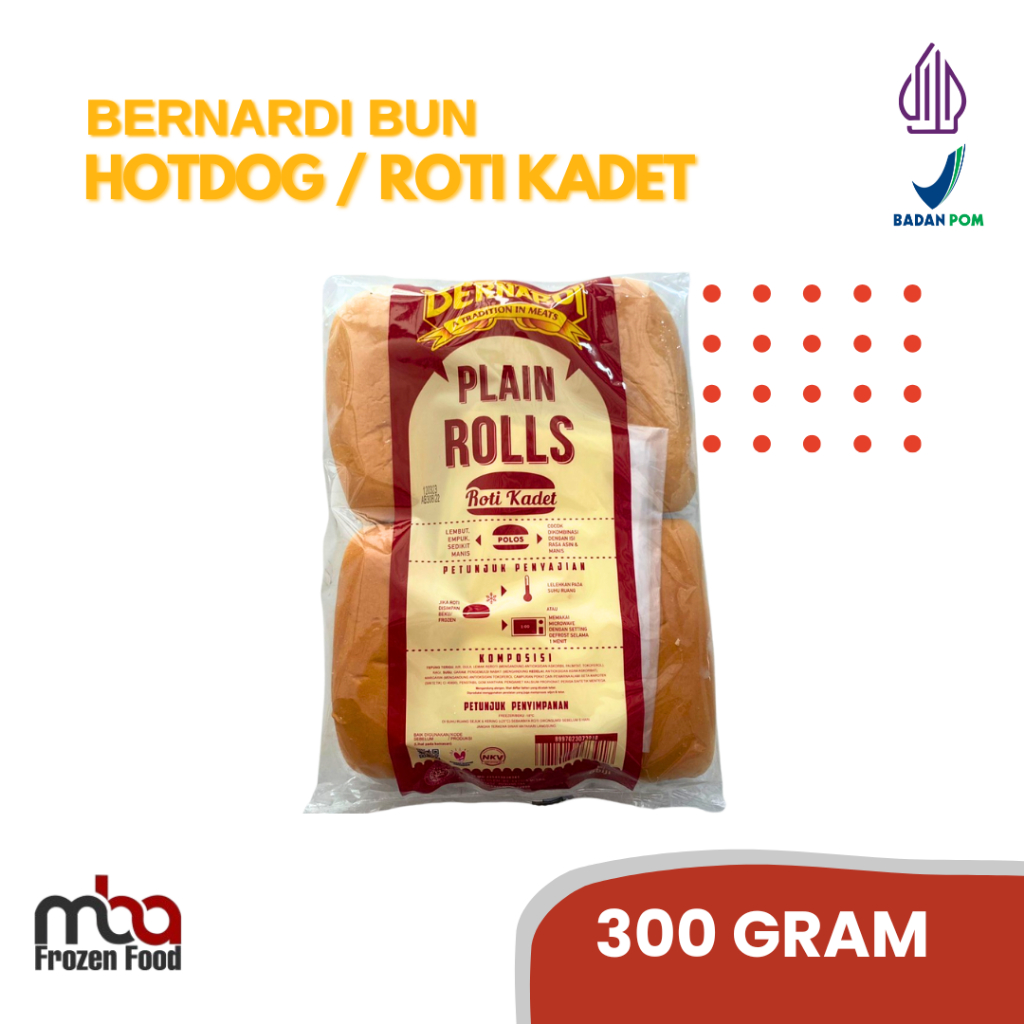 

Roti Hotdog / Roti Kadet / Plain Rolls by Bernardi (6 Biji) 300 Gram /Roti /Burger /Bun /Wijen /Rotibakar /Camilan /Frozenfood /Snack /Patties /Kue