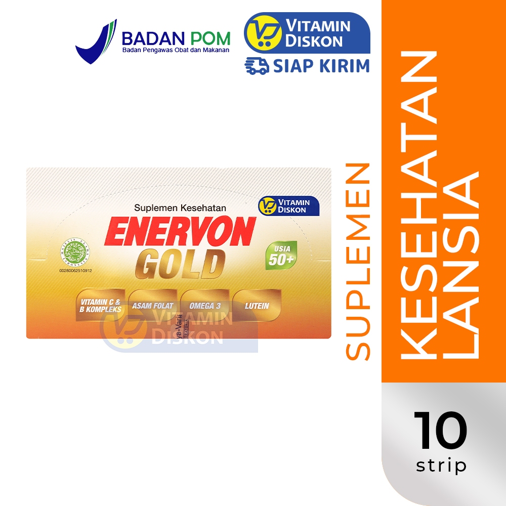 ENERVON GOLD - 1 BOX ISI 10 STRIP | Suplemen Multivitamin Kesehatan Tubuh Lansia Antibodi Anti Pikun