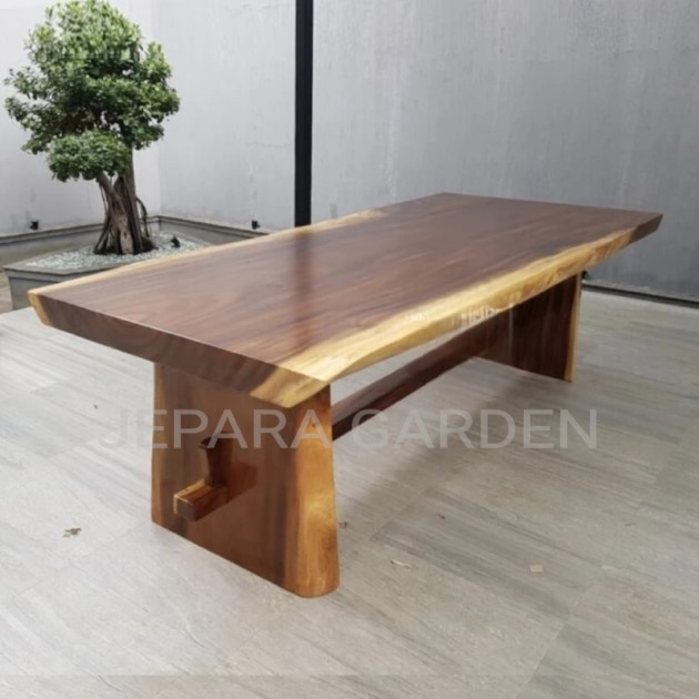 MEJA MAKAN KAYU TREMBESI Utuh Solid 150cm Minimalis Murah