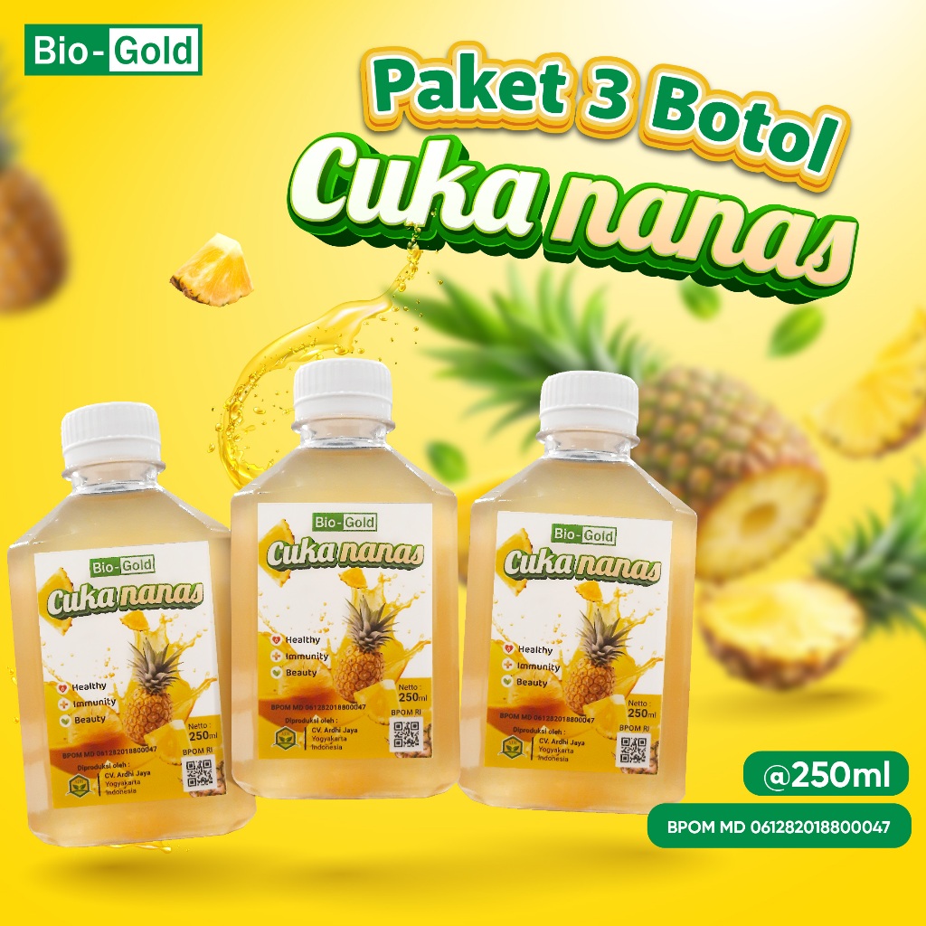 

Paket 3 Botol Cuka Nanas With Mother Probiotik Fermentasi Buah Nanas Asli Turunkan Kadar Gula Darah Dengan Cara Alami Bio Gold 250 ml