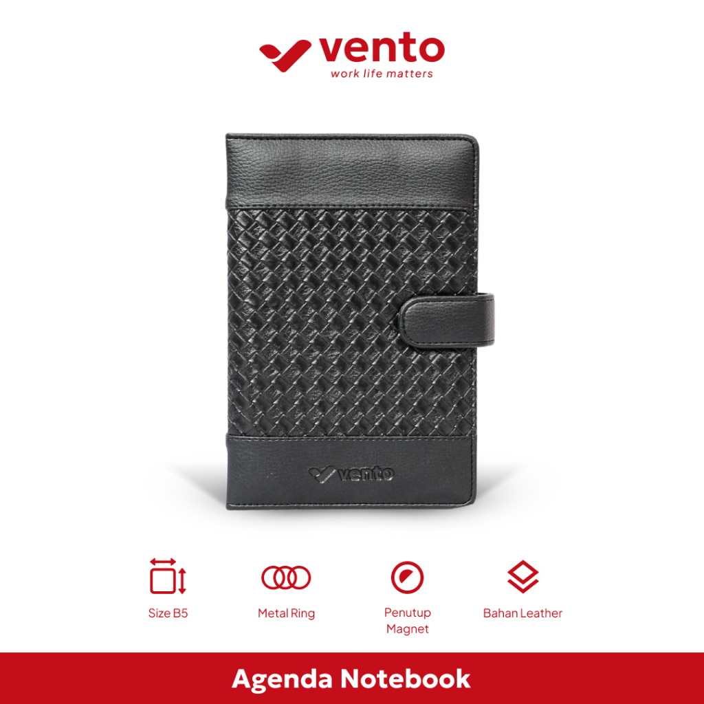 

Vento Adikara - Binder A5 Buku Agenda Notebook Ring Besi Hitam