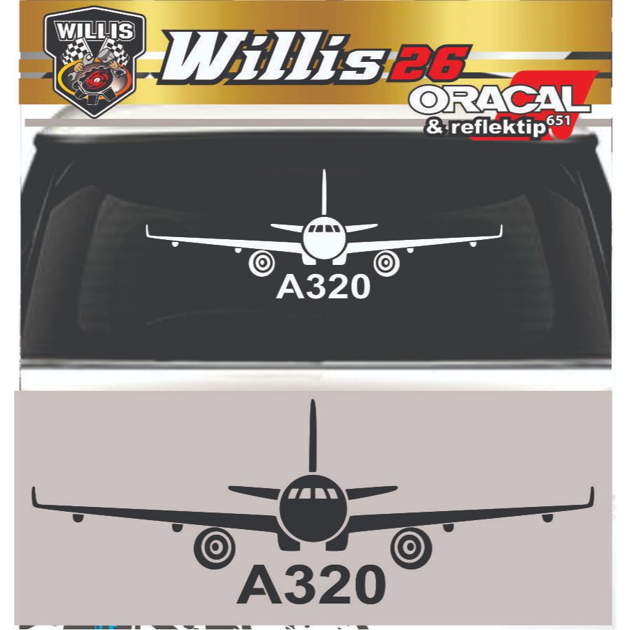 Sticker Pesawat Airbus 320, Sticker A320 Airplane, Airbus A320 STIKER KACA MOBIL DLL