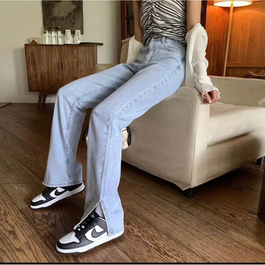 HIGHWAIST CUTBRAY CELANA JEANS WANITA CUTBRAY BELAH SAMPING CELANA JEANS KEKINIAN Panjang Cewek