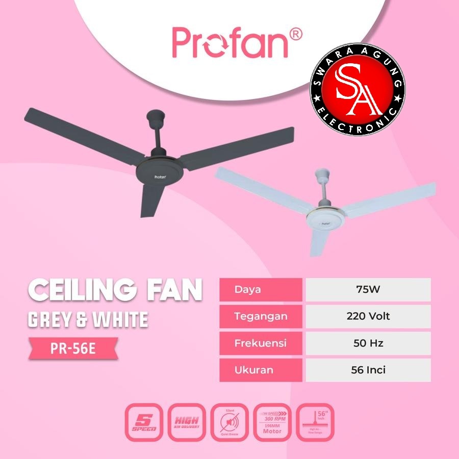 Ceiling Fan 56 Inch PROFAN PR-56E - 3 Daun Besi / Kipas Angin Plafon