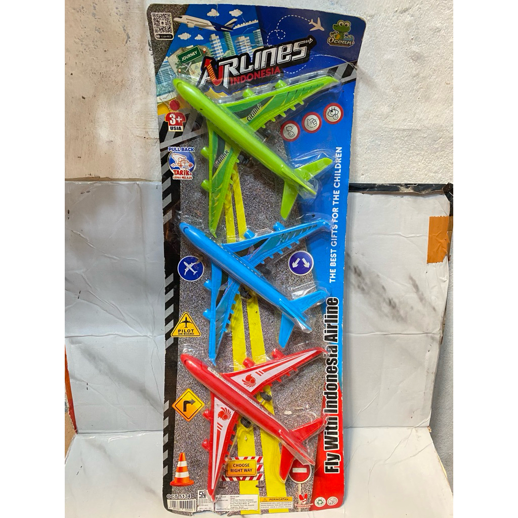 Mainan Miniatur Pesawat Airlines Isi 3pc