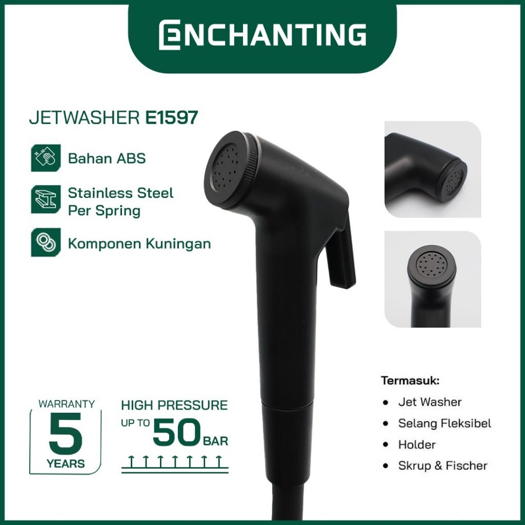ENCHANTING Jet Washer Shower Jet Spray Toilet ABS Berkualitas Black | Bidet Portable Semprotan air W