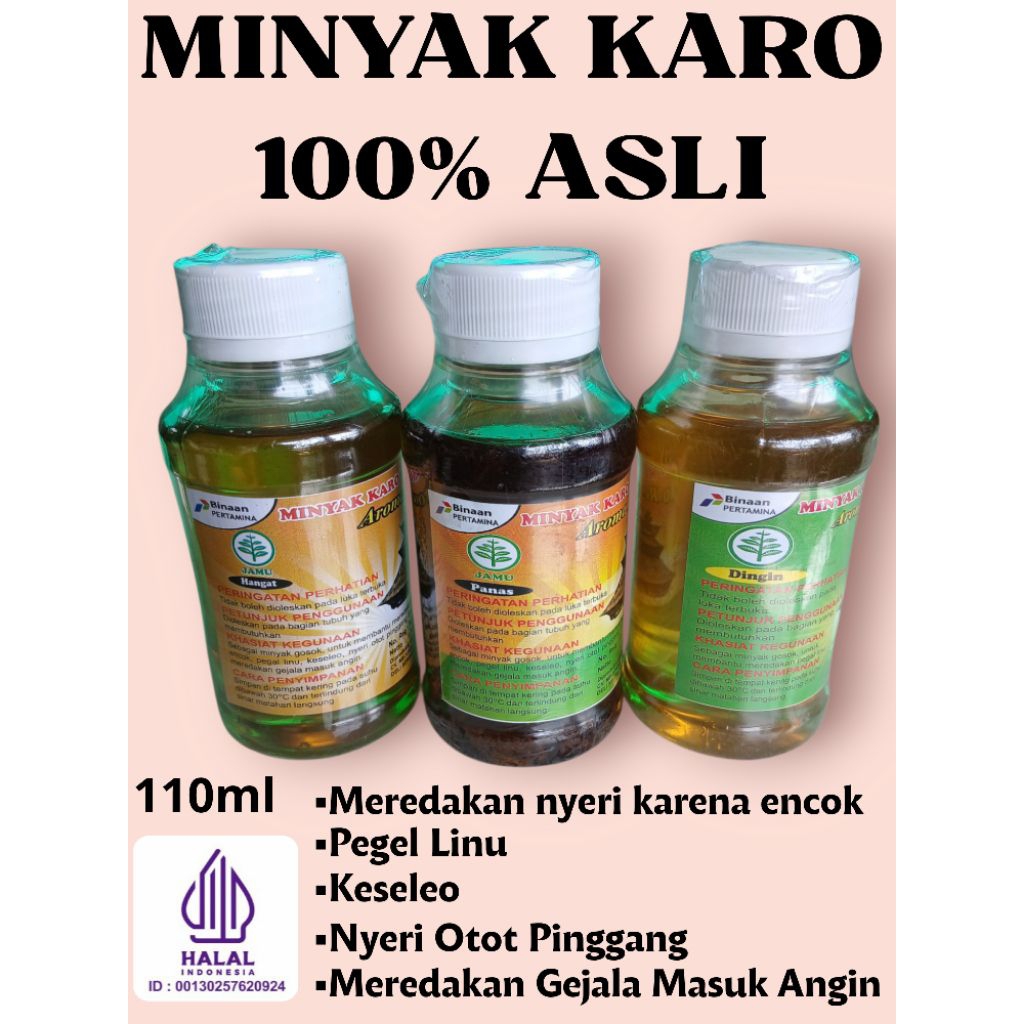 Minyak Karo Mejuah Juah - Minyak Urut Asli Medan Varian Dingin/Hangat/Panas