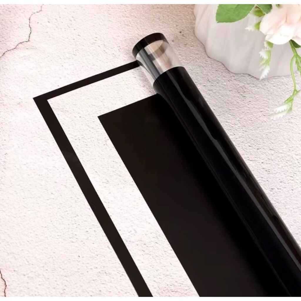 

(satuan) (hitam) flower wrapping / pembungkus bunga varian list transparan premium cellophane