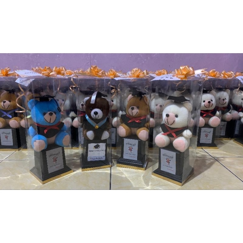 PIALA TROPHY PIALA BONEKA MIKA I BONEKA WISUDA BERUANGKREM 26CM | HADIAH HAMPERS WISUDA MURAH| SD|SM