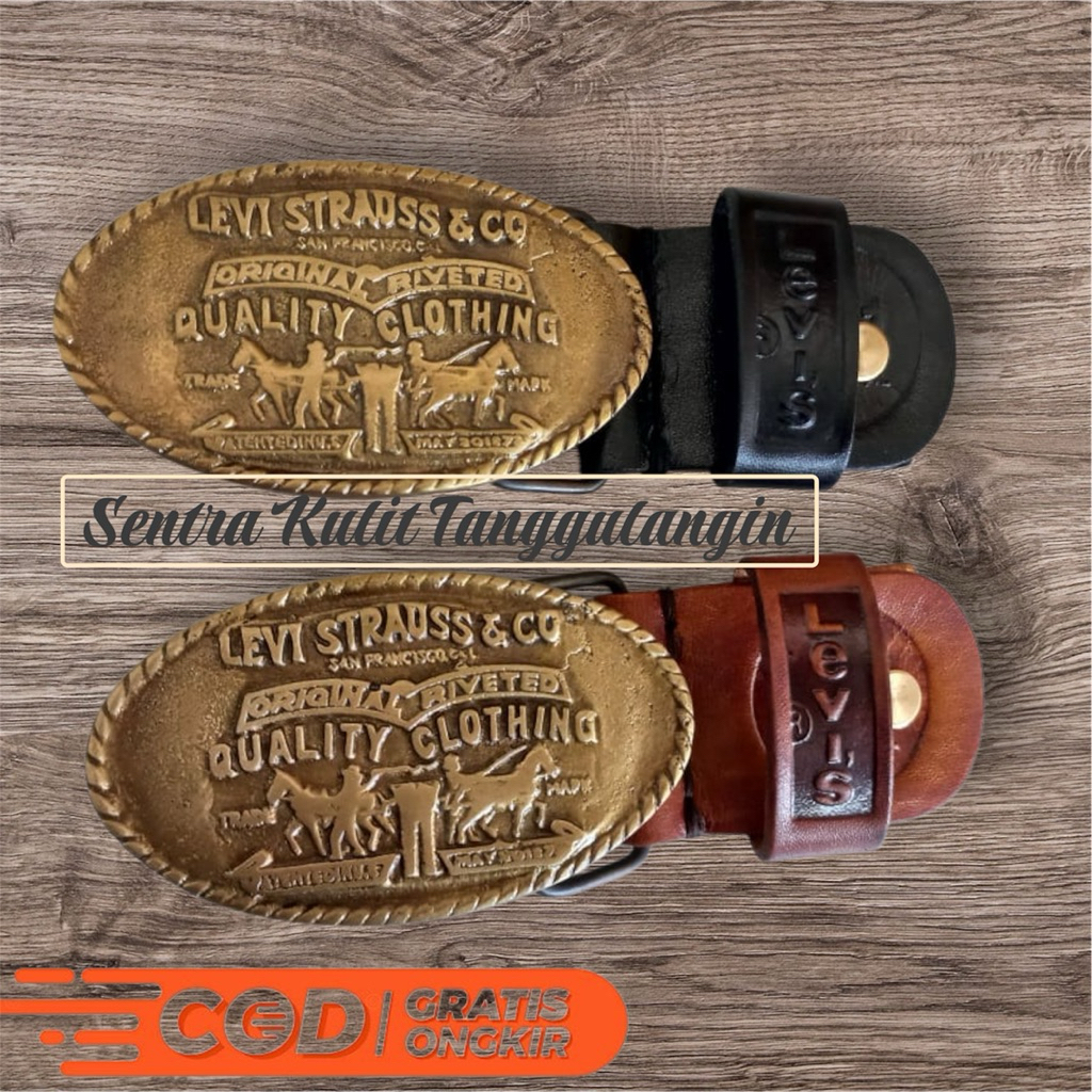 Belt Gesper Ikat pinggang Oval / Kepala Buckle Sabuk Kuningan + Bonus Baot Kuningan 1