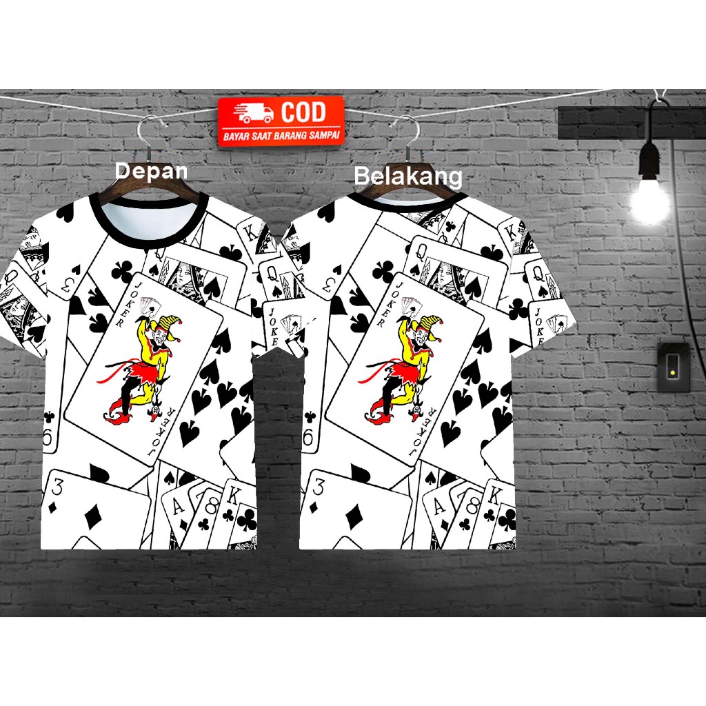 Kaos Distro Cowok Motif Joker Depan Belakang ada Sablon Untuk Pria Dewasa