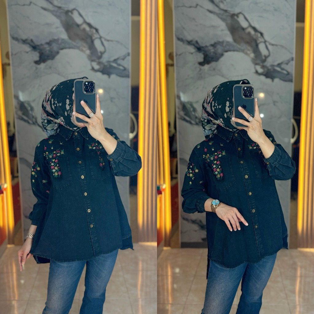 Atasan soft jeans||atasan jeans||alAtasan bordir||Atasan santai