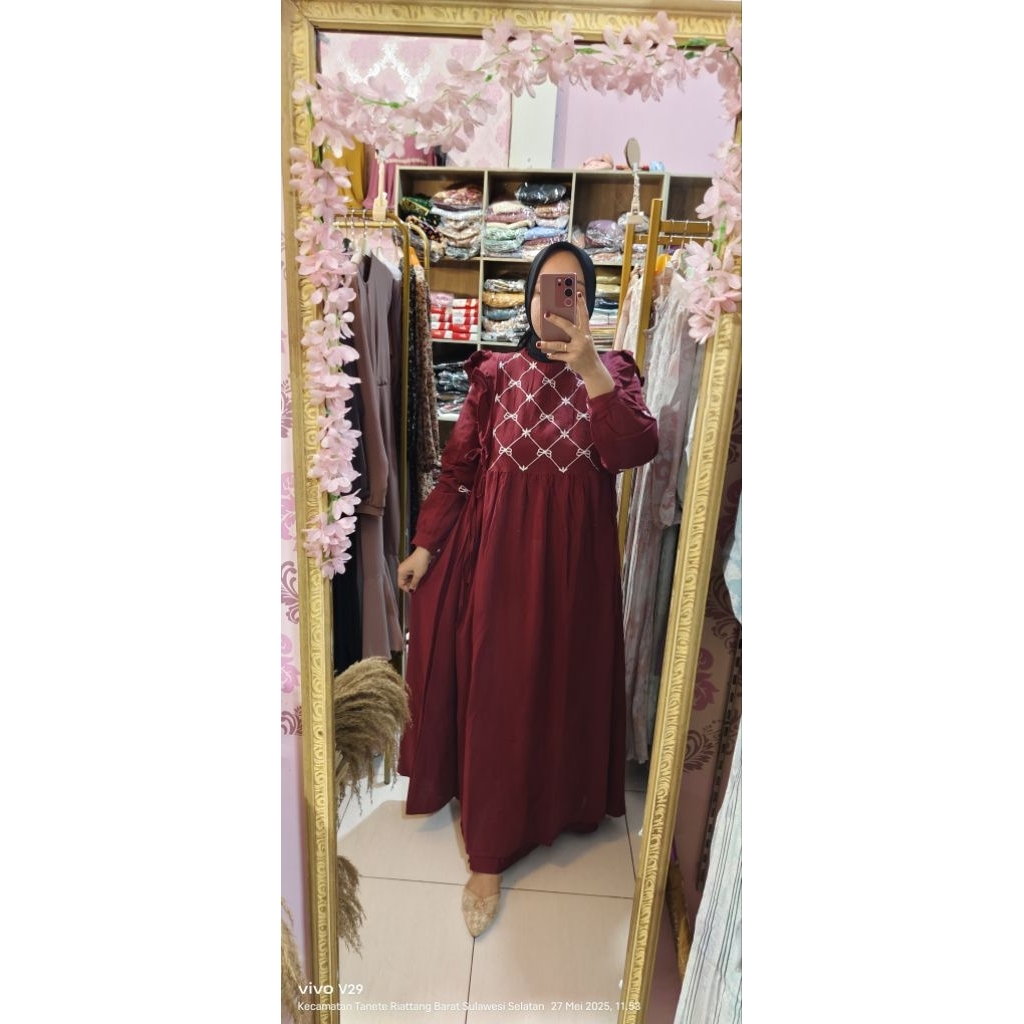 Gamis katun linen bordir