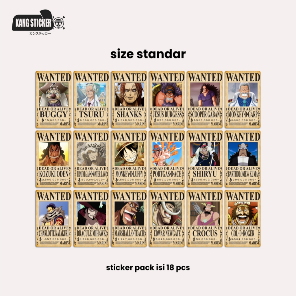 

STICKER PACK ONE PIECE ISI 18PCS - PREMIUM STICKER - WATERPROOF