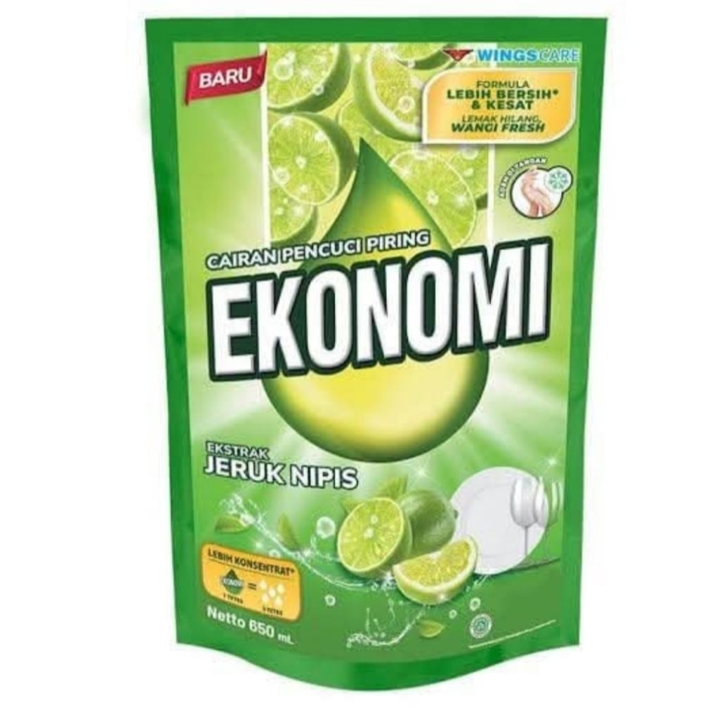 Ekonomi Power Sabun Cuci Piring Jeruk Nipis 650 mL [ 1 Dus - 12 Pcs ]