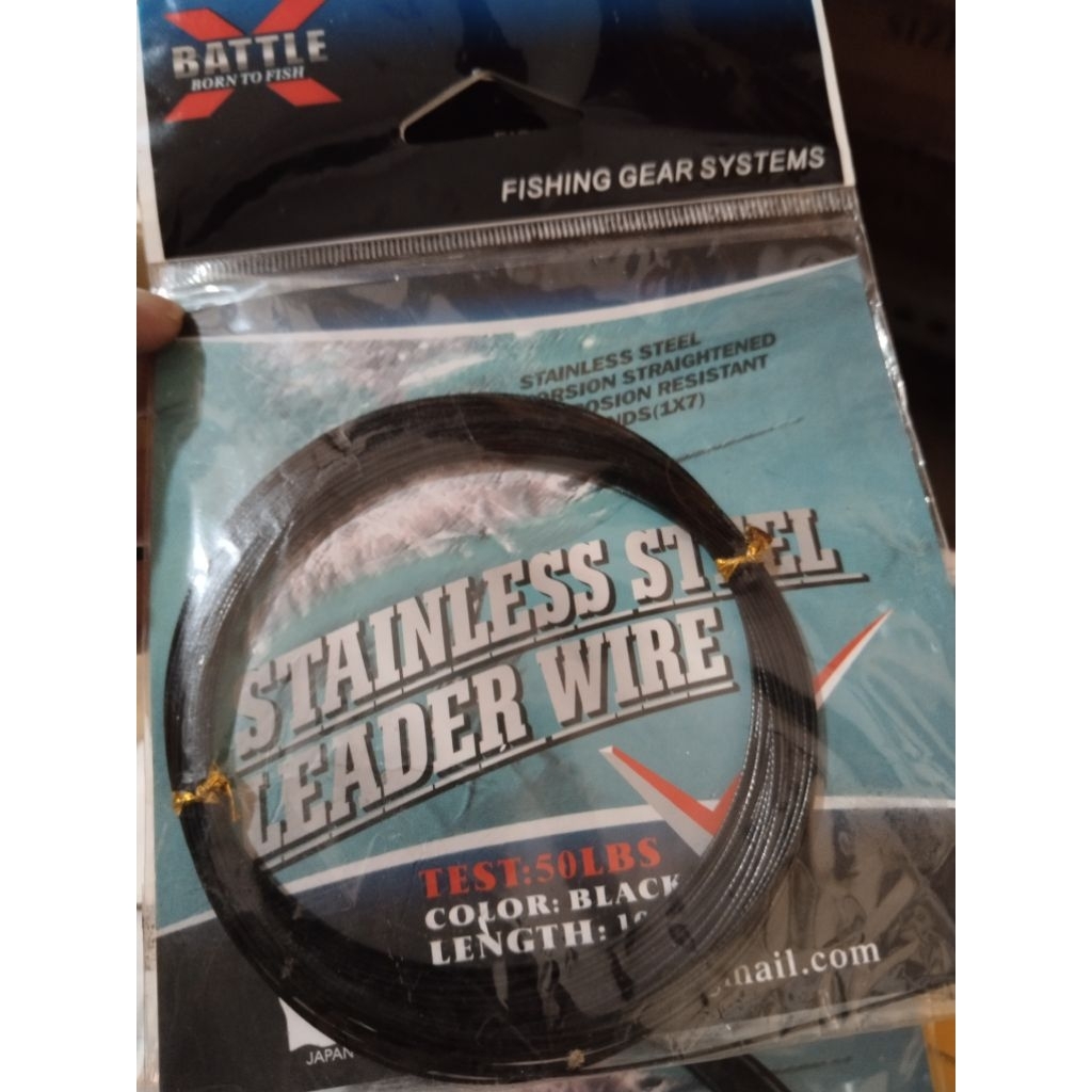 NEKLIN LEADER WIRE HITAM STAINLESS STEEL