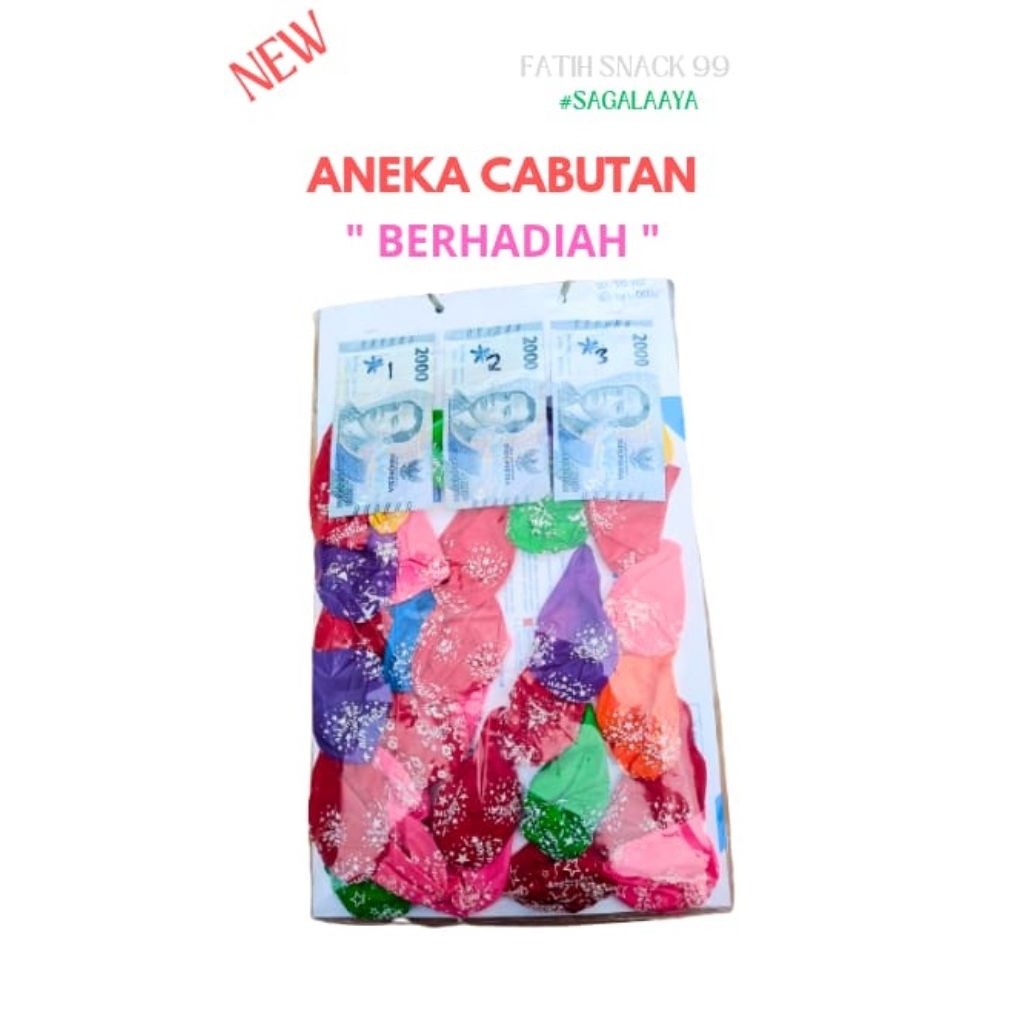 CABUTAN BALON BERHADIAH UANG TUNAI 1 LEMBAR ISI 30 PCS PASANGAN