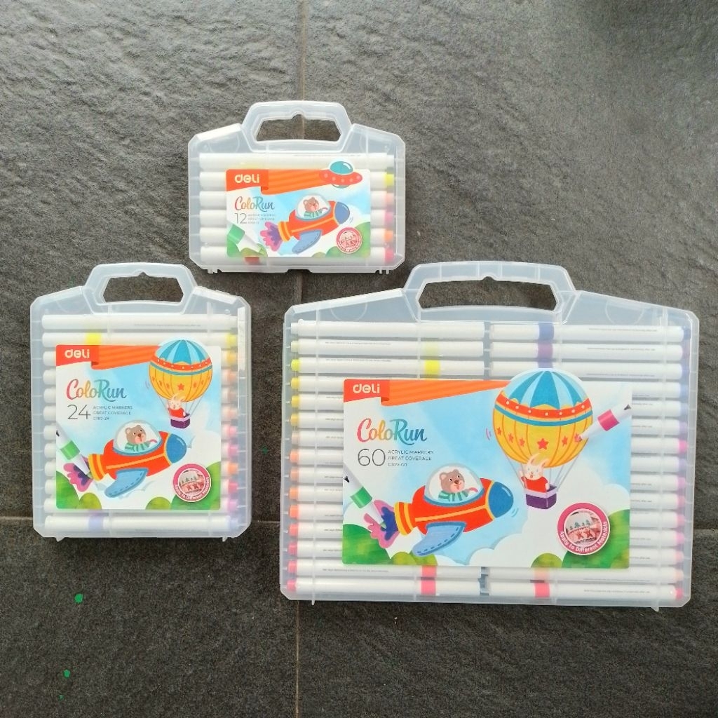 

Spidol Akrilik Acrylic Markers Deli 12, 24, 60 Warna ColoRun ( Set ) [ Original ]