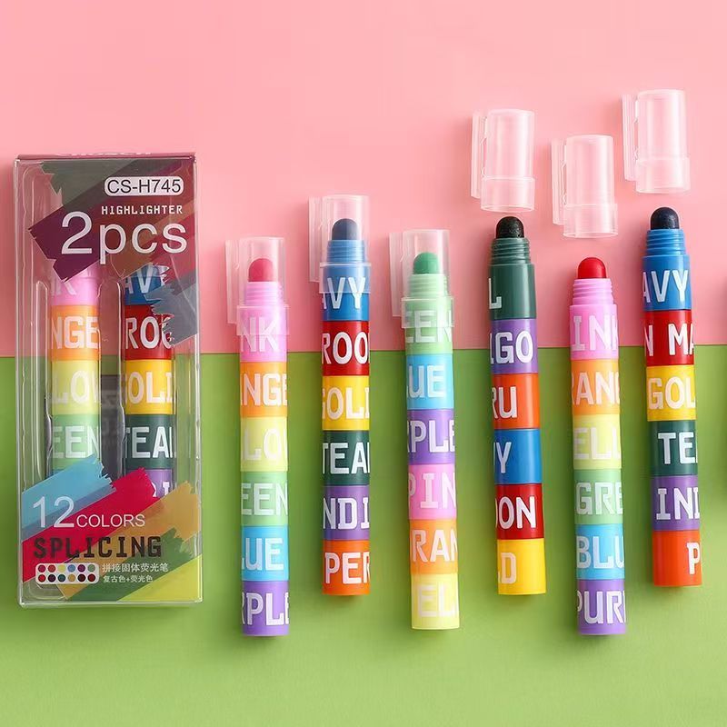 

Splicing Solid Fluorescent Pen with Antique Fluorescent Color Marking Pen, Cute Jelly Pen, Creative Candy Color for Students