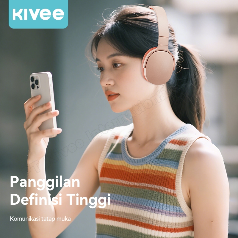 New Kivee Headphone Wireless Bluetooth Kv-Tw144 Black Headset Music Gaming Hifi 9D Full Bass