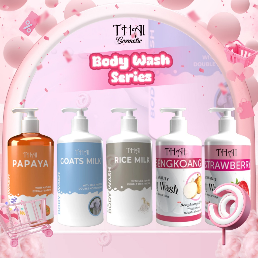 THAI - BODY WASH SERIES - Sabun Cair Tubuh Goats Milk | Papaya | Bengkoang | Rice Milk | Strawberry