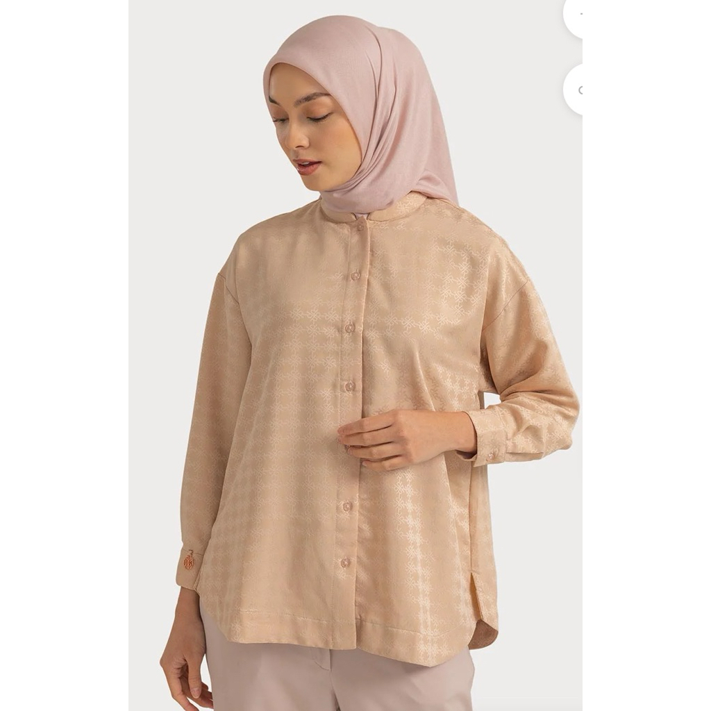 AMNA TOP Jacquard Monogram by Ria Miranda - Coral Sand | size S/M