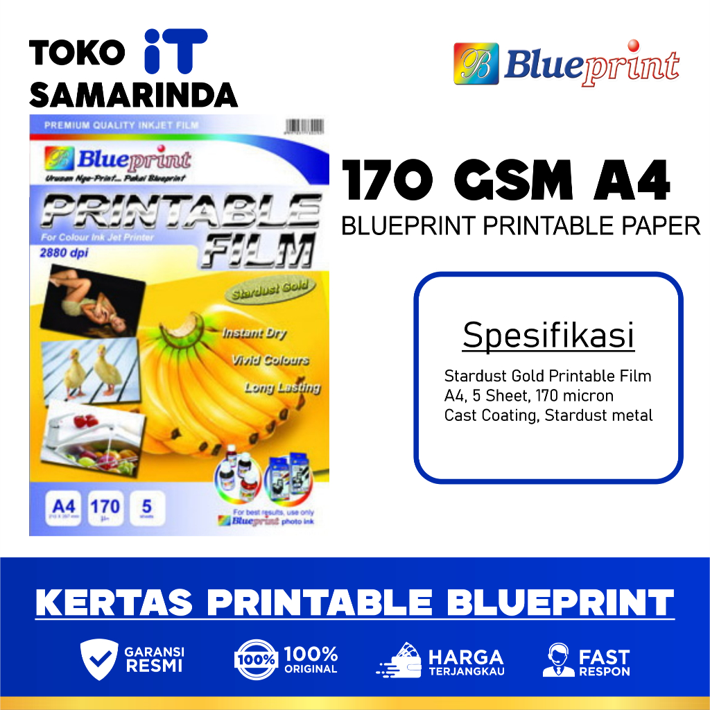 

Kertas Film / Stardust Gold Printable Film BLUEPRINT A4