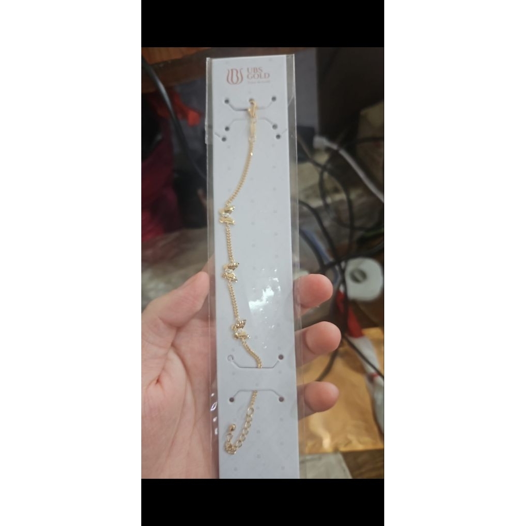 Gelang serut kupu bintang emas asli 700 70% jumbo panjang 19cm