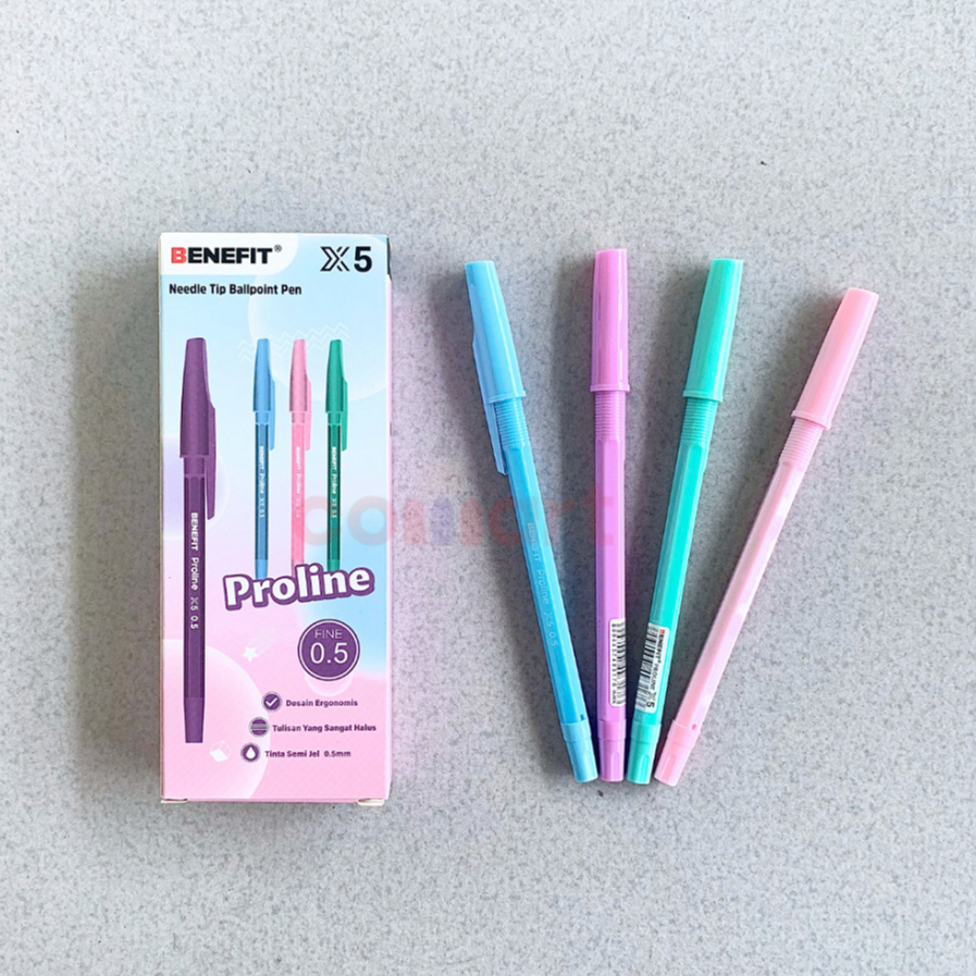 

1 LUSIN Ballpoint Pen Semi Gel Pastel Benefit Proline X5 0.5 mm Smooth Writing dan Fast Drying - Pulpen Macaron Murah Needle Tip