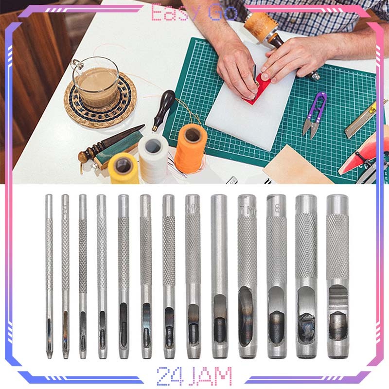 

Isi 14pcs Alat Plong Kulit 1-10mm Alat Pembolong Kulit Sabuk Alat Pelubang Kulit Set Pembolong Kulit Plong Hollow Punch