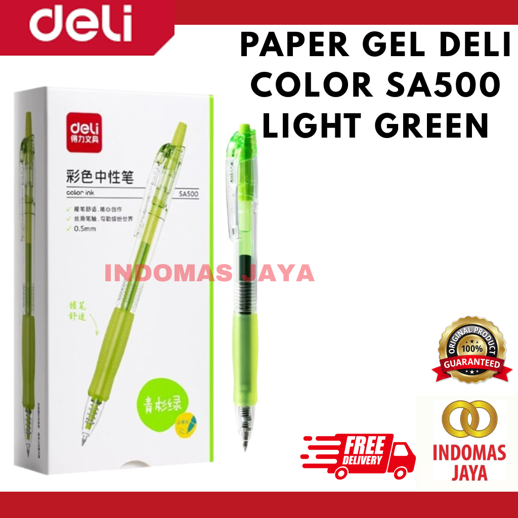 

Deli Pulpen Gel Warna Light Green Color Gel Pen 0.5 mm Pulpen Warna Light Green SA500