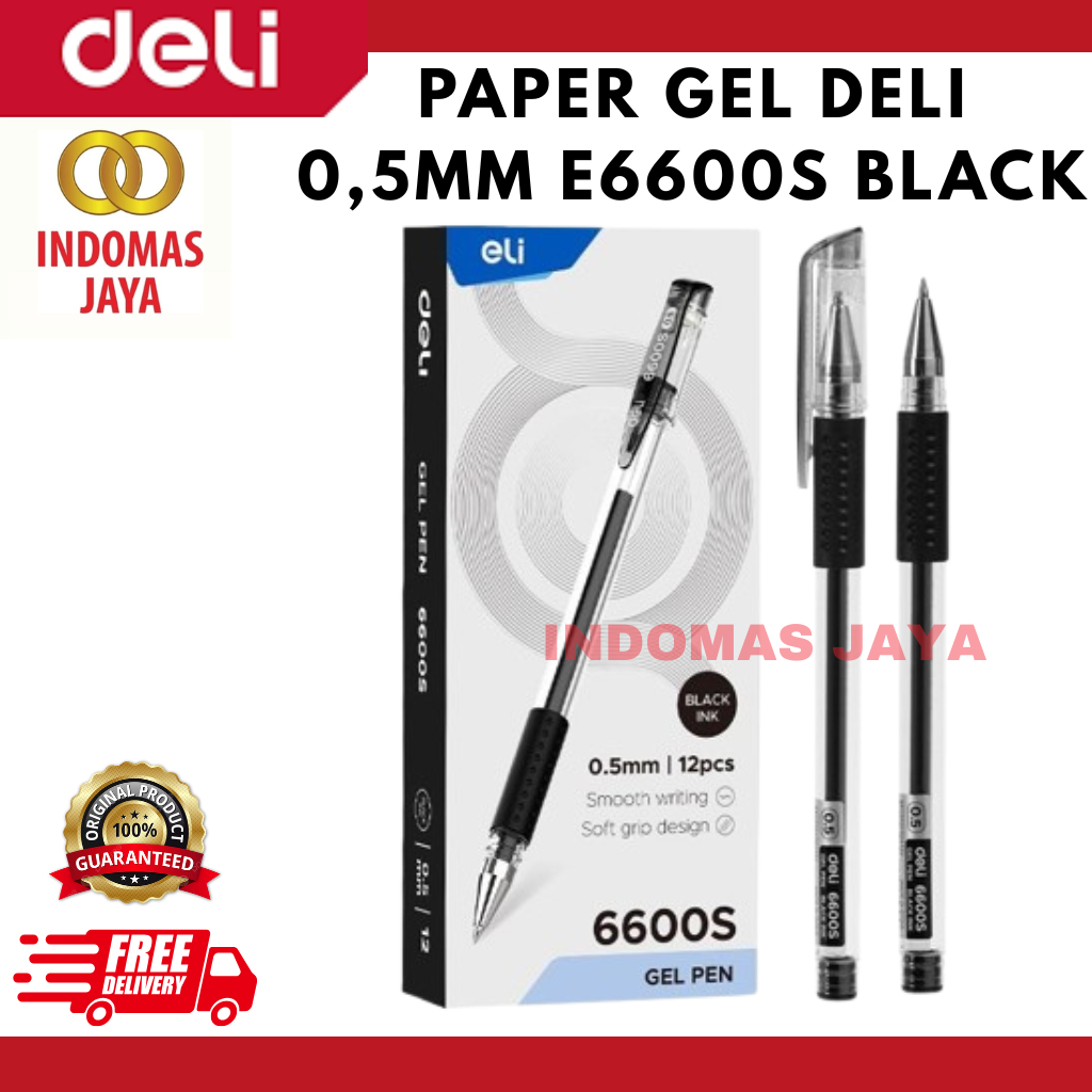 

DELI Pulpen Gel Pen 0.5 mm Tinta Hitam E6600S