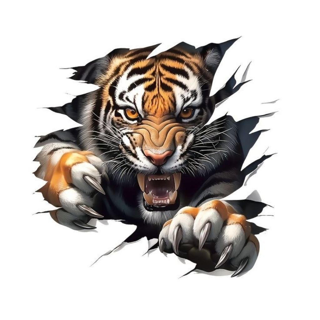 

stiker 3D, harimau keren, stiker print sudah cutting, size 15 x 20 cm, anti air