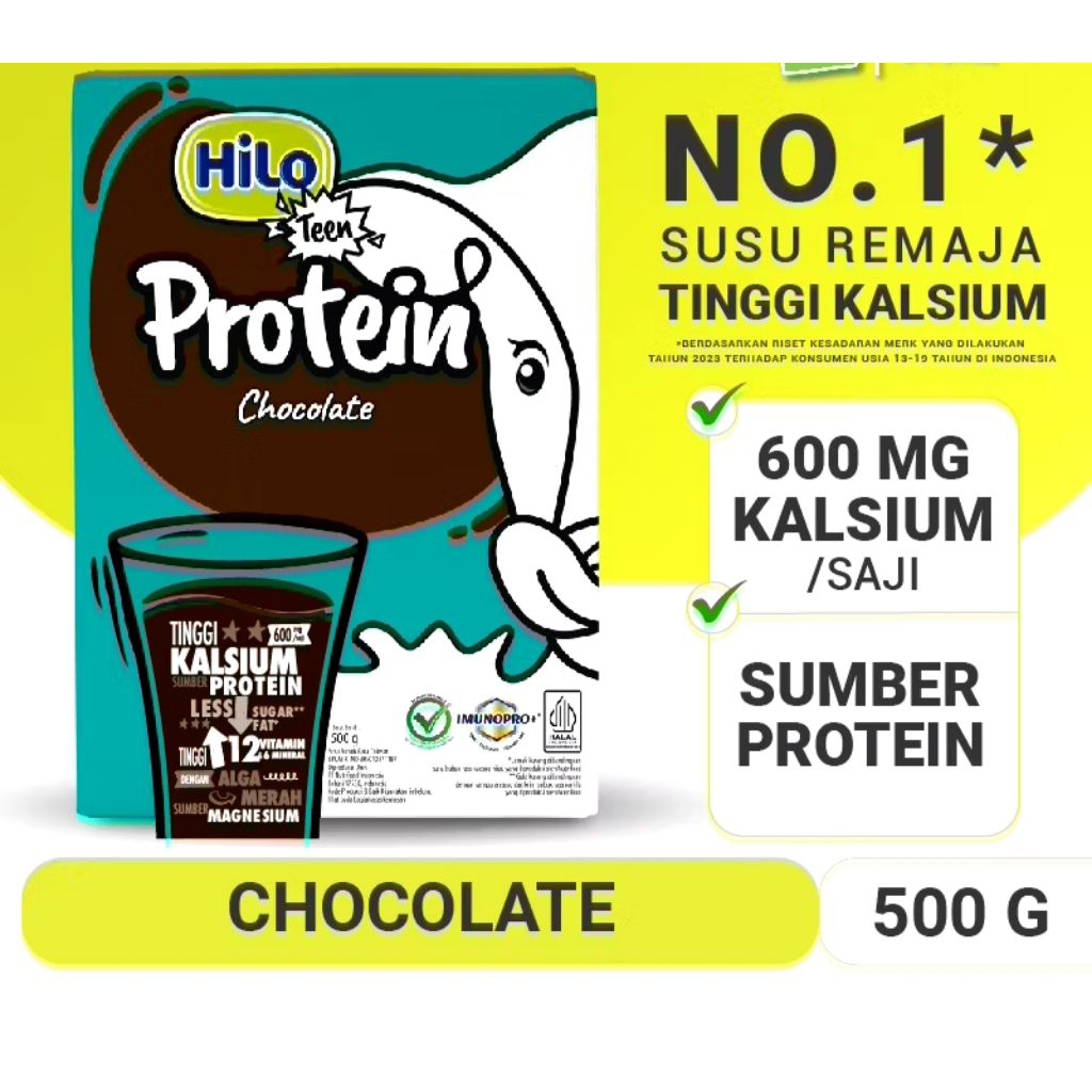 

Hilo Teen Chocolate 500 gram -Susu Tinggi Kalsium Rendah Lemak