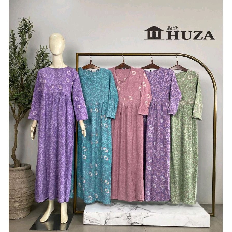 (Ld 98) Daster Huza Batik Pekalongan ll L Wiru Oval Resleting Busui Muslimah Long Dress Nyaman Home 