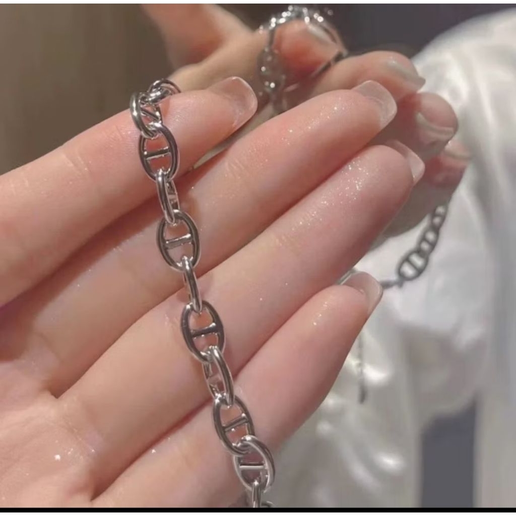 Gelang titanium asli model rantai besar trending