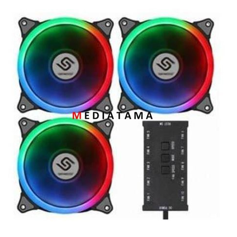 FAN INFINITY HALO Control Kit RGB DOUBLE RING SET 3 FAN + HUB + REMOTE