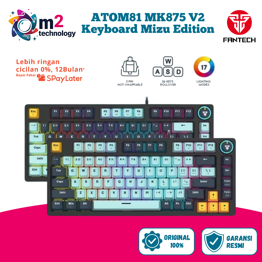Fantech ATOM81 MK875 V2 Wired Mechanical Gaming Keyboard Mizu Edition