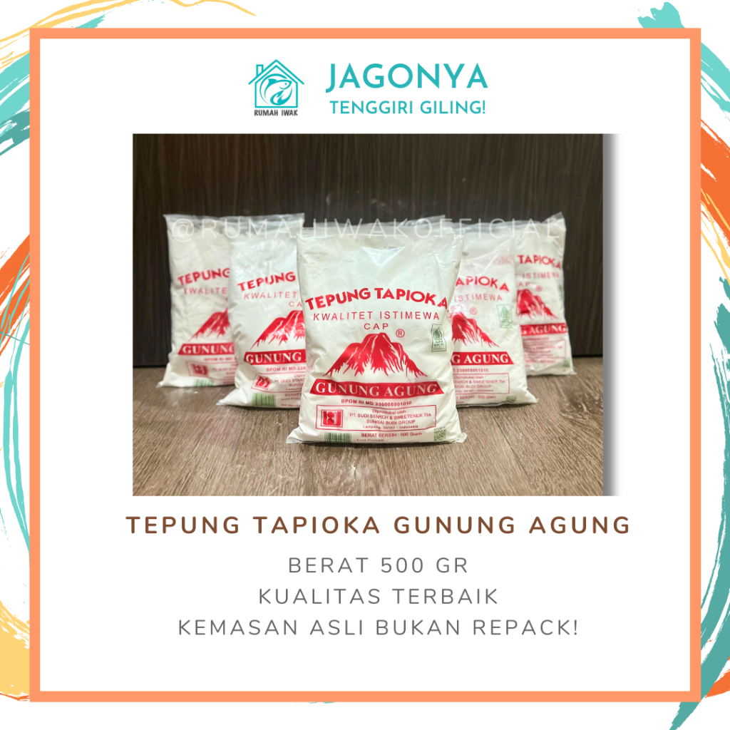 

Tepung Tapioka Gunung Agung 500 gram / Tepung Sagu Cap Merah / Tepung Aci / Tepung Singkong / Tepung Kanji / Bahan Kue Kering